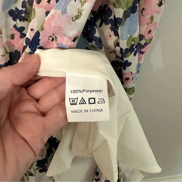 NWT Pretty Garden Women's Boho Ruffle Floral Summer V-Neck Faux Wrap Dress Sz Md - Picture 7 of 9